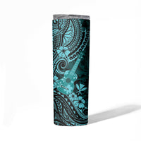 Hawaii Ukulele Skinny Tumbler Polynesian Pattern Turquoise Version