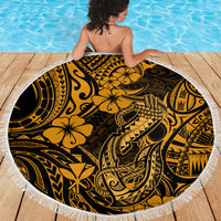 Hawaii Fish Hook Beach Blanket Polynesian Pattern Gold Version LT01 - Wonder Print Shop