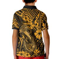 Hawaii Fish Hook Kid Polo Shirt Polynesian Pattern Gold Version LT01 - Polynesian Pride
