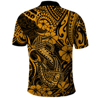 Hawaii Fish Hook Polo Shirt Polynesian Pattern Gold Version LT01 - Polynesian Pride