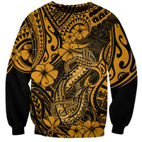 Hawaii Fish Hook Sweatshirt Polynesian Pattern Gold Version LT01 Unisex Gold - Polynesian Pride