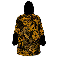 Hawaii Fish Hook Wearable Blanket Hoodie Polynesian Pattern Gold Version LT01 - Polynesian Pride