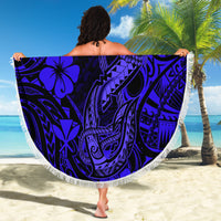 Hawaii Fish Hook Beach Blanket Polynesian Pattern Navy Blue Version LT01 - Wonder Print Shop