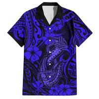 Hawaii Fish Hook Hawaiian Shirt Polynesian Pattern Navy Blue Version LT01 Blue - Polynesian Pride