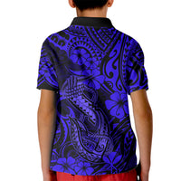 Hawaii Fish Hook Kid Polo Shirt Polynesian Pattern Navy Blue Version LT01 - Polynesian Pride