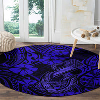Hawaii Fish Hook Round Carpet Polynesian Pattern Navy Blue Version LT01 - Polynesian Pride