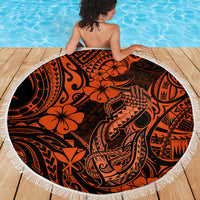 Hawaii Fish Hook Beach Blanket Polynesian Pattern Orange Version LT01