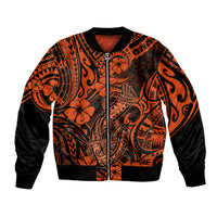 Hawaii Fish Hook Bomber Jacket Polynesian Pattern Orange Version LT01 Unisex Orange - Polynesian Pride