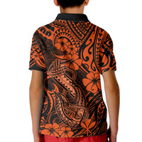 Hawaii Fish Hook Kid Polo Shirt Polynesian Pattern Orange Version LT01 - Polynesian Pride