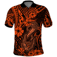 Hawaii Fish Hook Polo Shirt Polynesian Pattern Orange Version LT01 Orange - Polynesian Pride