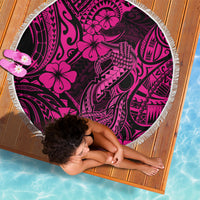 Hawaii Fish Hook Beach Blanket Hibiscus Hawaii Tribal Tattoo Pink Version LT01 - Wonder Print Shop