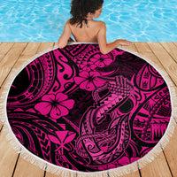 Hawaii Fish Hook Beach Blanket Hibiscus Hawaii Tribal Tattoo Pink Version LT01 - Wonder Print Shop