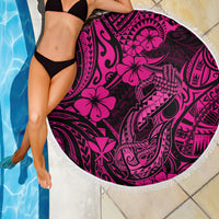 Hawaii Fish Hook Beach Blanket Hibiscus Hawaii Tribal Tattoo Pink Version LT01 - Wonder Print Shop