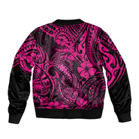 Hawaii Fish Hook Bomber Jacket Hibiscus Hawaii Tribal Tattoo Pink Version LT01 - Polynesian Pride
