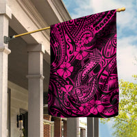 Hawaii Fish Hook Garden Flag Hibiscus Hawaii Tribal Tattoo Pink Version LT01 House Flag Pink - Polynesian Pride