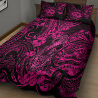 Hawaii Fish Hook Quilt Bed Set Hibiscus Hawaii Tribal Tattoo Pink Version LT01 - Polynesian Pride