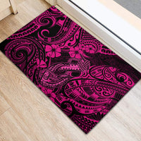 Hawaii Fish Hook Rubber Doormat Hibiscus Hawaii Tribal Tattoo Pink Version LT01 - Polynesian Pride