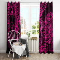 Hawaii Fish Hook Window Curtain Hibiscus Hawaii Tribal Tattoo Pink Version LT01 - Polynesian Pride