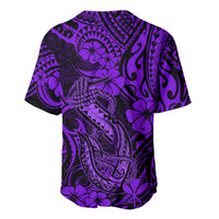 Hawaii Fish Hook Baseball Jersey Hibiscus Hawaii Tribal Tattoo Purple Version LT01 - Polynesian Pride