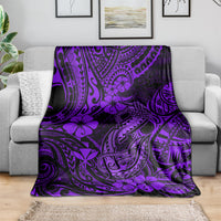 Hawaii Fish Hook Blanket Hibiscus Hawaii Tribal Tattoo Purple Version LT01 - Polynesian Pride