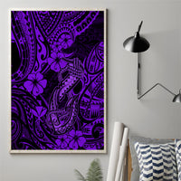 Hawaii Fish Hook Canvas Wall Art Hibiscus Hawaii Tribal Tattoo Purple Version LT01 - Polynesian Pride