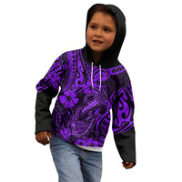 Hawaii Fish Hook Kid Hoodie Hibiscus Hawaii Tribal Tattoo Purple Version LT01 - Polynesian Pride