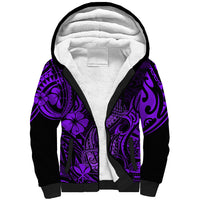 Hawaii Fish Hook Sherpa Hoodie Hibiscus Hawaii Tribal Tattoo Purple Version LT01 Unisex Purple - Polynesian Pride
