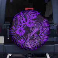 Hawaii Fish Hook Spare Tire Cover Hibiscus Hawaii Tribal Tattoo Purple Version LT01 - Polynesian Pride