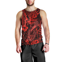Hawaii Fish Hook Men Tank Top Hibiscus Hawaii Tribal Tattoo Red Version LT01 - Polynesian Pride