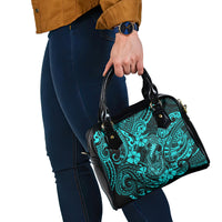 Hawaii Fish Hook Shoulder Handbag Hibiscus Hawaii Tribal Tattoo Turquoise Version LT01 - Polynesian Pride
