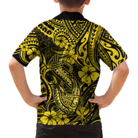 Hawaii Fish Hook Hawaiian Shirt Hibiscus Hawaii Tribal Tattoo Yellow Version LT01 - Polynesian Pride