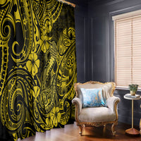 Hawaii Fish Hook Window Curtain Hibiscus Hawaii Tribal Tattoo Yellow Version LT01 Yellow - Polynesian Pride