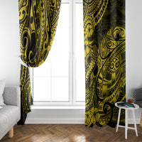 Hawaii Fish Hook Window Curtain Hibiscus Hawaii Tribal Tattoo Yellow Version LT01 - Polynesian Pride