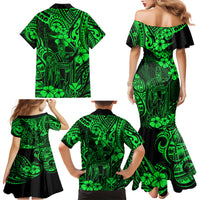 Hawaii King Kamehameha Family Matching Mermaid Dress and Hawaiian Shirt Polynesian Pattern Green Version LT01 - Polynesian Pride
