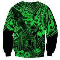 Hawaii King Kamehameha Sweatshirt Polynesian Pattern Green Version LT01 - Polynesian Pride