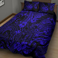 Hawaii King Kamehameha Quilt Bed Set Polynesian Pattern Navy Blue Version LT01 - Polynesian Pride