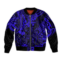 Hawaii King Kamehameha Sleeve Zip Bomber Jacket Polynesian Pattern Navy Blue Version LT01 Unisex Blue - Polynesian Pride