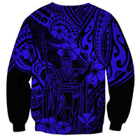 Hawaii King Kamehameha Sweatshirt Polynesian Pattern Navy Blue Version LT01 - Polynesian Pride
