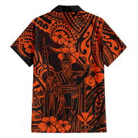 Hawaii King Kamehameha Family Matching Summer Maxi Dress and Hawaiian Shirt Polynesian Pattern Orange Version LT01 - Polynesian Pride