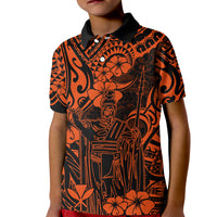 Hawaii King Kamehameha Kid Polo Shirt Polynesian Pattern Orange Version LT01 Kid Orange - Polynesian Pride