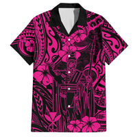 Hawaii King Kamehameha Family Matching Puletasi Dress and Hawaiian Shirt Polynesian Pattern Pink Version LT01 Dad's Shirt - Short Sleeve Pink - Polynesian Pride