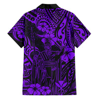 Hawaii King Kamehameha Family Matching Short Sleeve Bodycon Dress and Hawaiian Shirt Polynesian Pattern Purple Version LT01 - Polynesian Pride