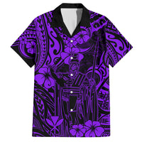 Hawaii King Kamehameha Family Matching Tank Maxi Dress and Hawaiian Shirt Polynesian Pattern Purple Version LT01 Dad's Shirt - Short Sleeve Purple - Polynesian Pride