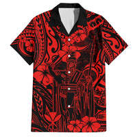 Hawaii King Kamehameha Family Matching Long Sleeve Bodycon Dress and Hawaiian Shirt Polynesian Pattern Red Version LT01 Dad's Shirt - Short Sleeve Red - Polynesian Pride