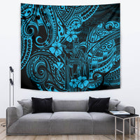 Hawaii King Kamehameha Tapestry Polynesian Pattern Sky Blue Version LT01 - Polynesian Pride