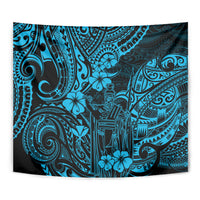 Hawaii King Kamehameha Tapestry Polynesian Pattern Sky Blue Version LT01 - Polynesian Pride