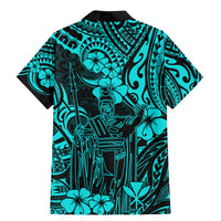 Hawaii King Kamehameha Family Matching Mermaid Dress and Hawaiian Shirt Polynesian Pattern Turquoise Version LT01 - Polynesian Pride