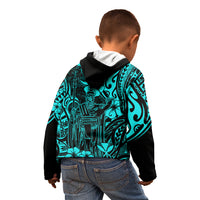Hawaii King Kamehameha Kid Hoodie Polynesian Pattern Turquoise Version LT01 - Polynesian Pride