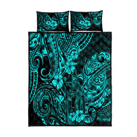 Hawaii King Kamehameha Quilt Bed Set Polynesian Pattern Turquoise Version LT01 Turquoise - Polynesian Pride