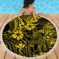 Hawaii King Kamehameha Beach Blanket Polynesian Pattern Yellow Version LT01 - Wonder Print Shop